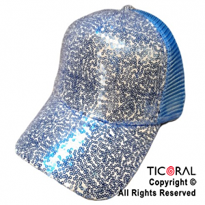 SOMBRERO VISERA LENTEJUELAS CELESTE CAP x 1